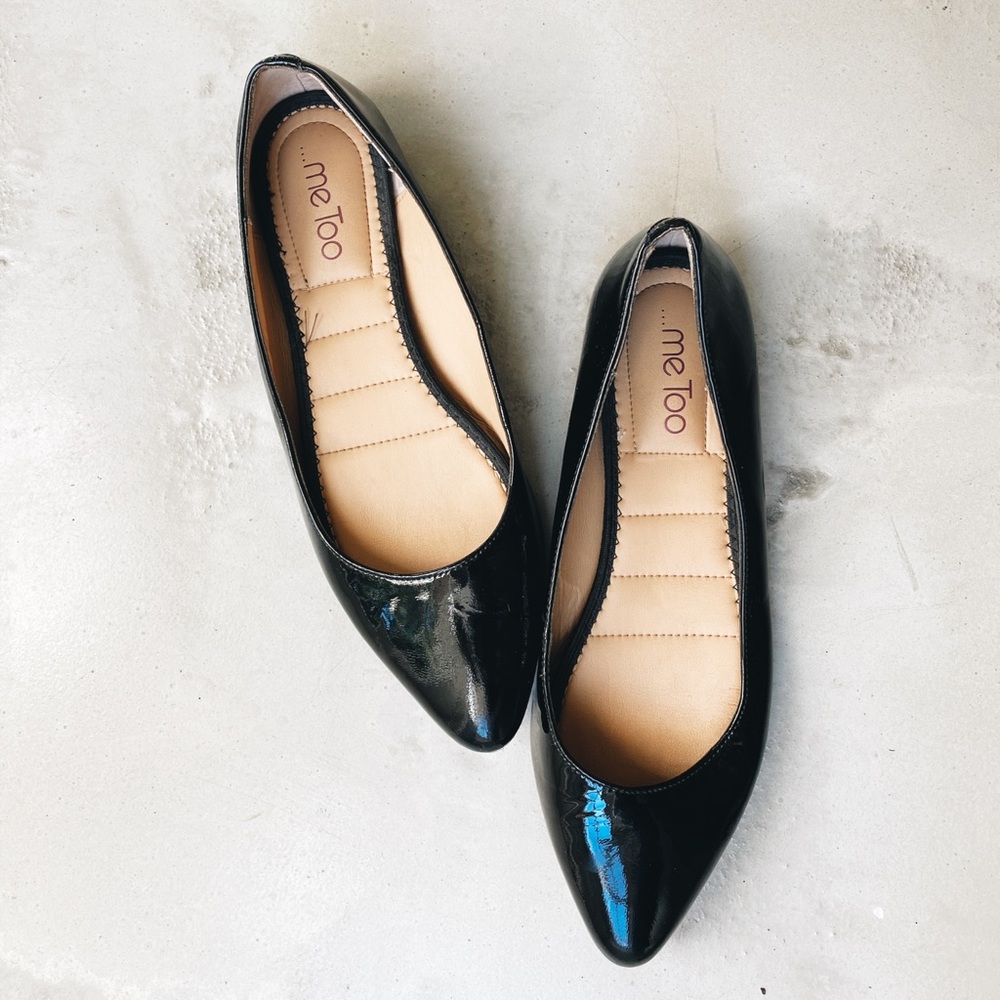 Me Too black patent leather flats